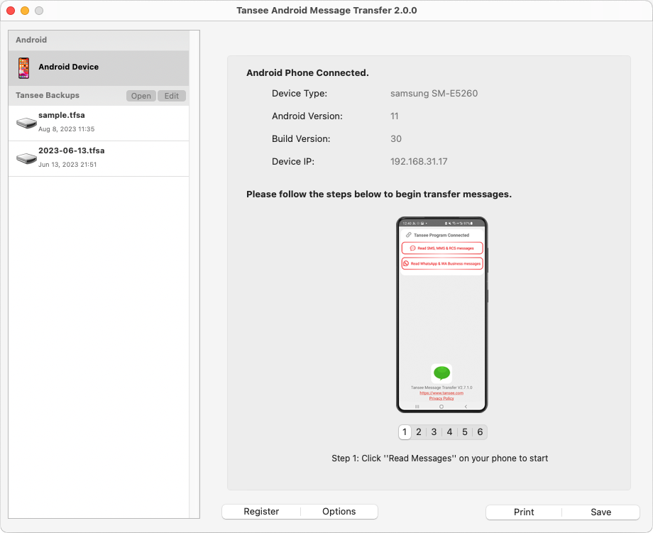 Kopieren Sie SMS-, MMS-, RCS- und WhatsApp-Nachrichten von einem Android-Telefon auf Ihren Mac