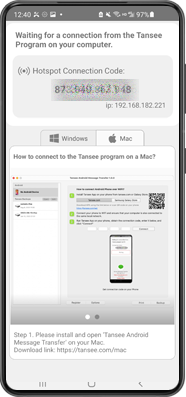 Option 2: Rufen Sie den Verbindungscode für den mobilen Hotspot über die Tansee-App ab
